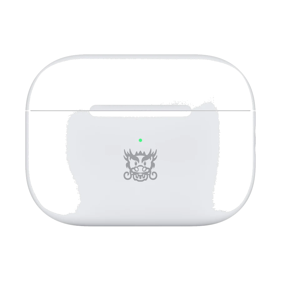Wireless earbuds resting in their open charging case